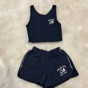 Navy Zara Girls Tank Top & Shorts Set